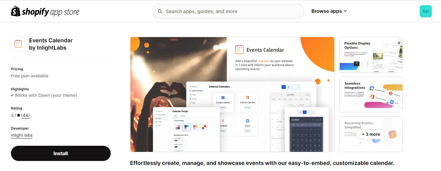 Events Calendar by InlightLabs
